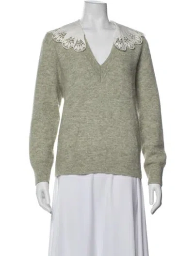 Pre-owned Sandro V-neck Sweater In Green