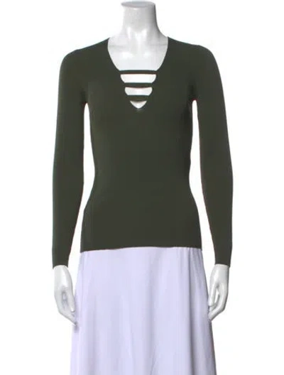 Pre-owned Sandro V-neck Sweater In Green