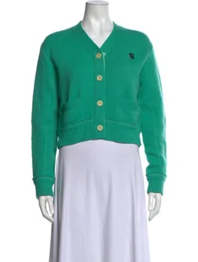 Pre-owned Sandro V-neck Sweater In Green