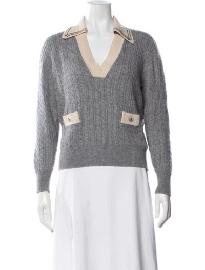 Pre-owned Sandro V-neck Sweater In Grey