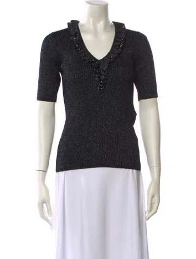 Pre-owned Sandro V-neck Sweater In Multi