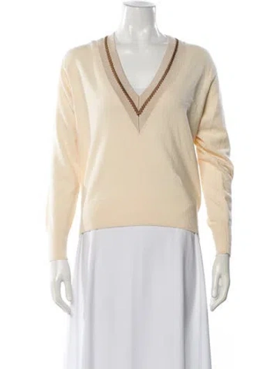 Pre-owned Sandro V-neck Sweater In Neutral