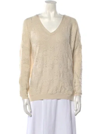 Pre-owned Sandro V-neck Sweater In Neutral