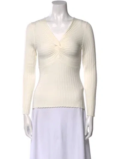 Pre-owned Sandro V-neck Sweater In Neutral