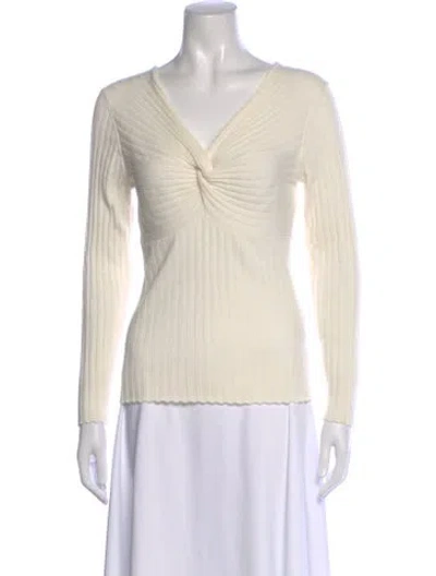 Pre-owned Sandro V-neck Sweater In Neutral