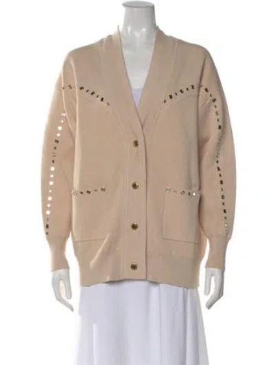 Pre-owned Sandro V-neck Sweater In Neutral