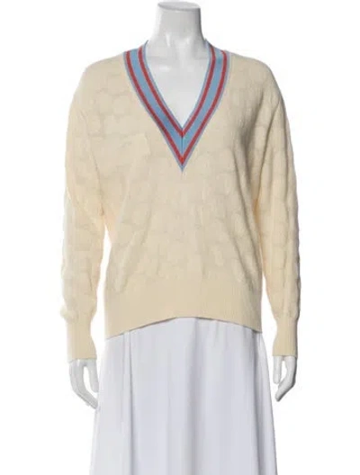 Pre-owned Sandro V-neck Sweater In Neutral