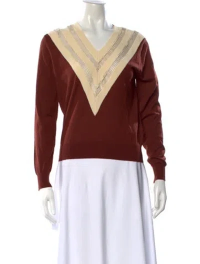 Pre-owned Sandro V-neck Sweater In Neutral