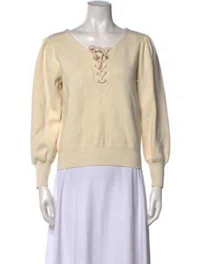 Pre-owned Sandro V-neck Sweater In Neutral