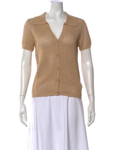 Pre-owned Sandro V-neck Sweater In Neutral