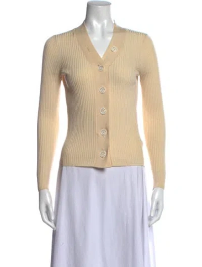 Pre-owned Sandro V-neck Sweater In Neutrals