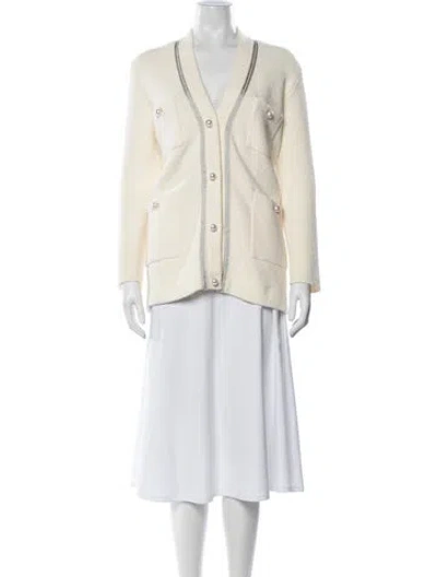 Pre-owned Sandro V-neck Sweater In Neutrals