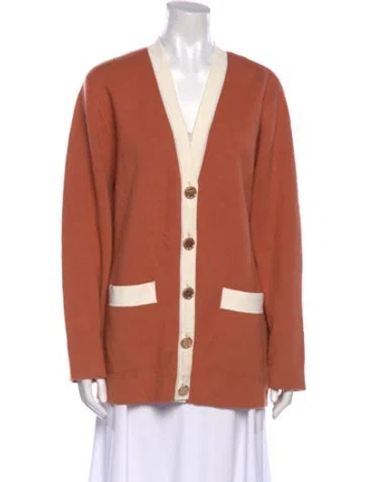 Pre-owned Sandro V-neck Sweater In Orange