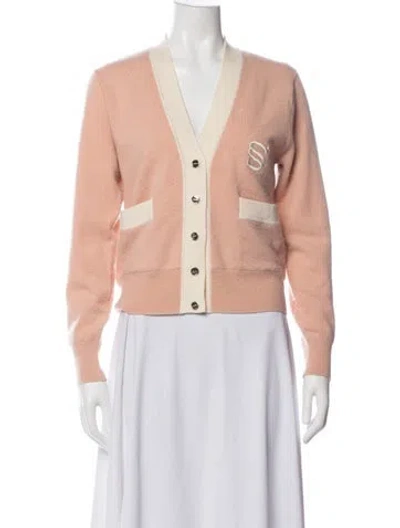 Pre-owned Sandro V-neck Sweater In Pink