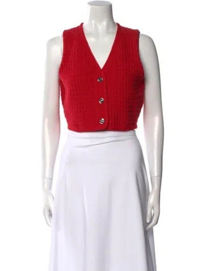 Pre-owned Sandro V-neck Sweater In Red