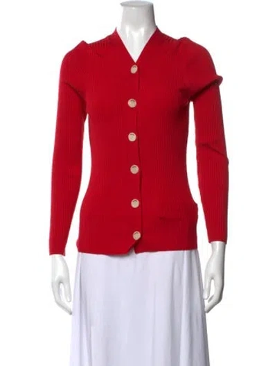 Pre-owned Sandro V-neck Sweater In Red