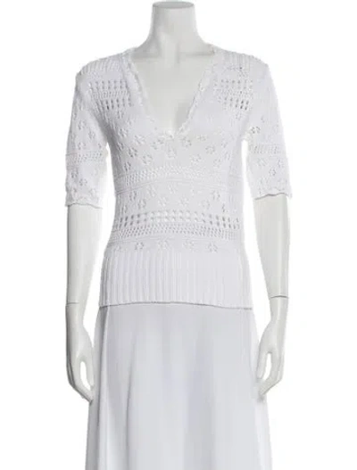 Pre-owned Sandro V-neck Sweater In White