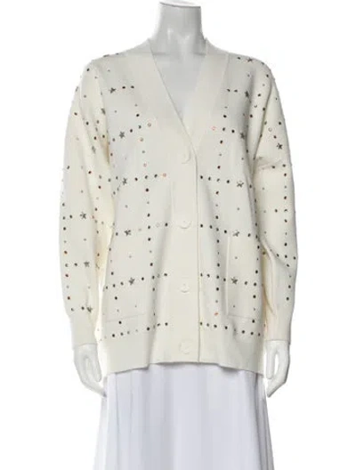 Pre-owned Sandro V-neck Sweater In White