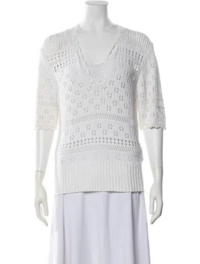 Pre-owned Sandro V-neck Sweater In White