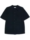 Sandro Waffled Oversized Fit Button Down Shirt In Blue
