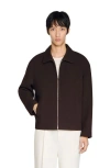 Sandro Waffled Regular Collar Zip Jacket In Black
