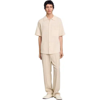 Sandro Waffled Shirt In Ivory.