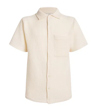 Sandro Waffled Short-sleeve Shirt In Beige