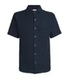Sandro Waffled Oversized Fit Button Down Shirt In Blue