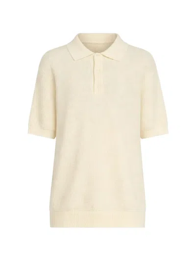 Sandro Waffle-knit Cotton Polo Shirt In Neutral