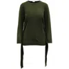 Sandro Waist Tie Sweater In Army Green Wool In Green
