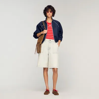 Sandro Washed Denim Bermuda Shorts