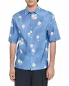 Sandro Water Flower Button Front Shirt In Blue