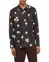 Sandro Water Flower Button Front Shirt In Brown