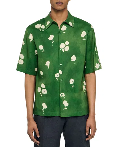 SANDRO WATER FLOWER BUTTON FRONT SHIRT