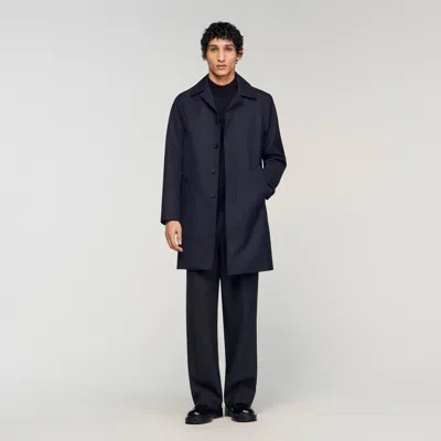 Sandro Waterproof Raincoat In Blue