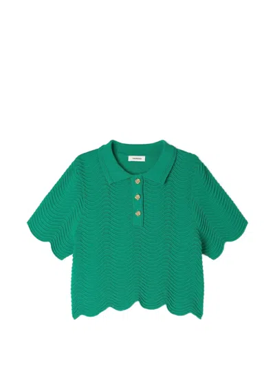 Sandro Wave-pattern T-shirt In Green