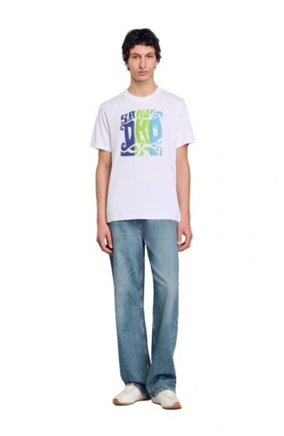 Sandro Wave Print Cotton T-shirt In Optic White