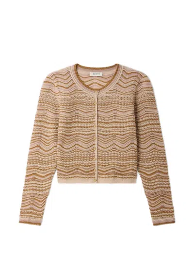 Sandro Wave-pattern Cardigan In Neutral