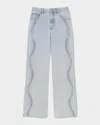Sandro Jeans With Rhinestone Stripes In Light Bu Jean