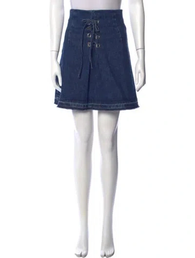 Pre-owned Sandro Whipstitch Trim Mini Skirt In Blue