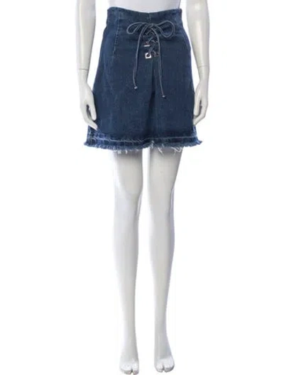 Pre-owned Sandro Whipstitch Trim Mini Skirt In Blue