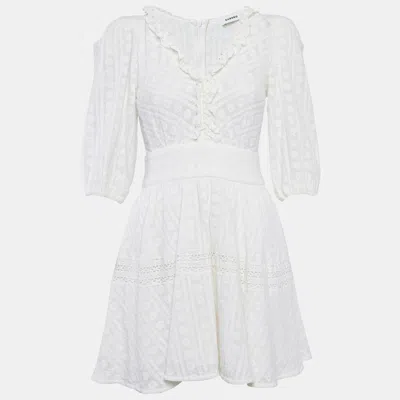 Sandro White Embroidered Cotton Mini Dress In Black