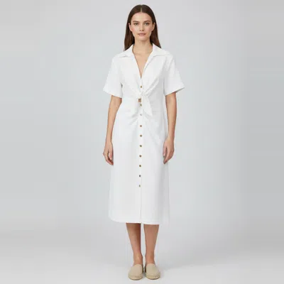Pre-owned Sandro White Gabardine Knotted Shirt Dress M