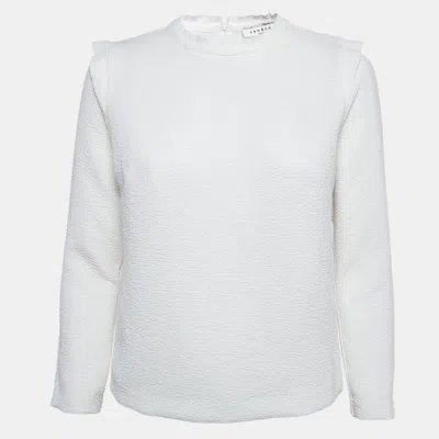 Sandro White Gauze Long Sleeve Top