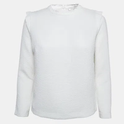 Pre-owned Sandro White Gauze Long Sleeve Top S