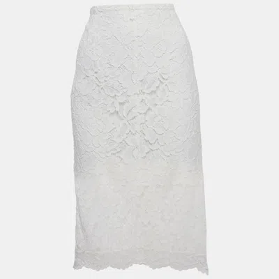 Pre-owned Sandro White Lace Asymmetric Mini Skirt L