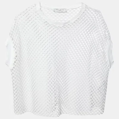 Pre-owned Sandro White Mesh Crew Neck Crop Top S