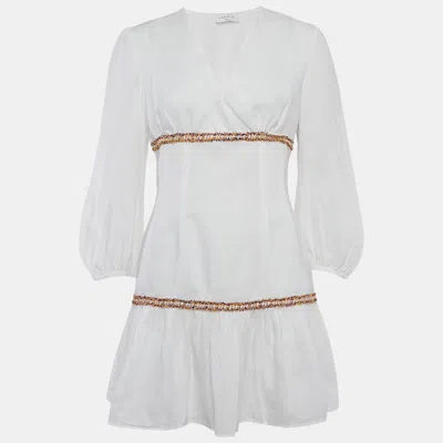 Pre-owned Sandro White Ramie Tiered Mini Dress M