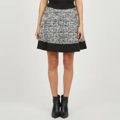 Pre-owned Sandro White/black Tweed Mini Skater Skirt L