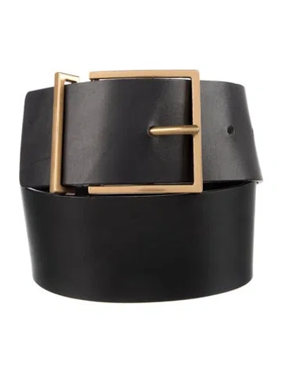 Pre-owned Sandro Wide Leather Belt In Black